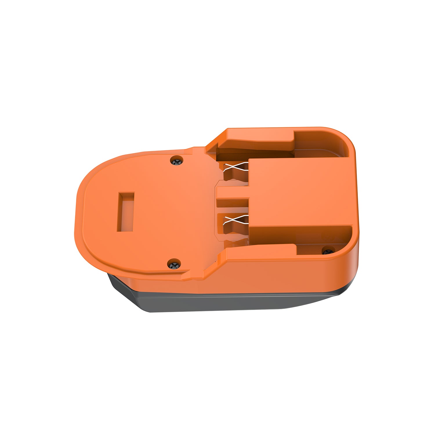 AEG 18V to WORX 20V PowerShare (Orange) battery adapter - battery-side connection with twin copper spring contacts