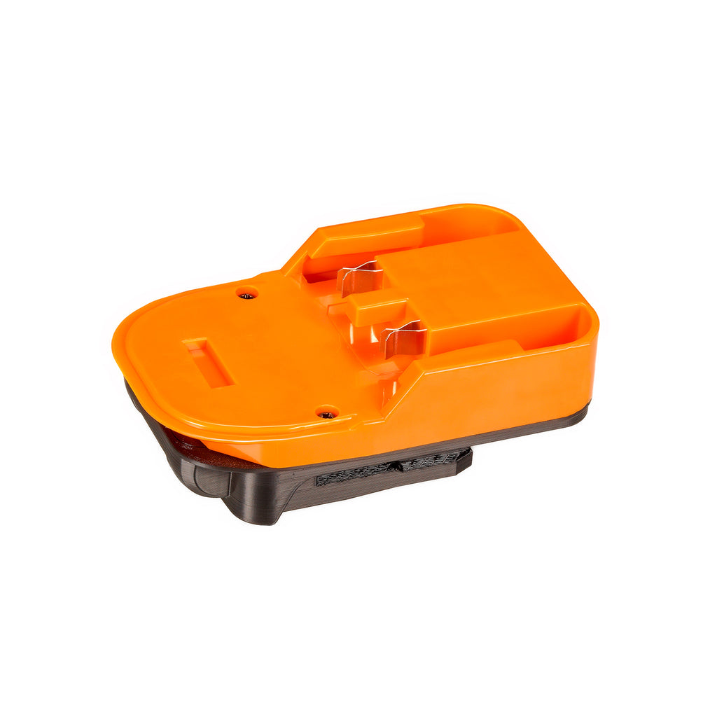 AEG 18V to Chicago Electric 18V battery adapter - battery-side connection with twin X-shaped copper spring clips