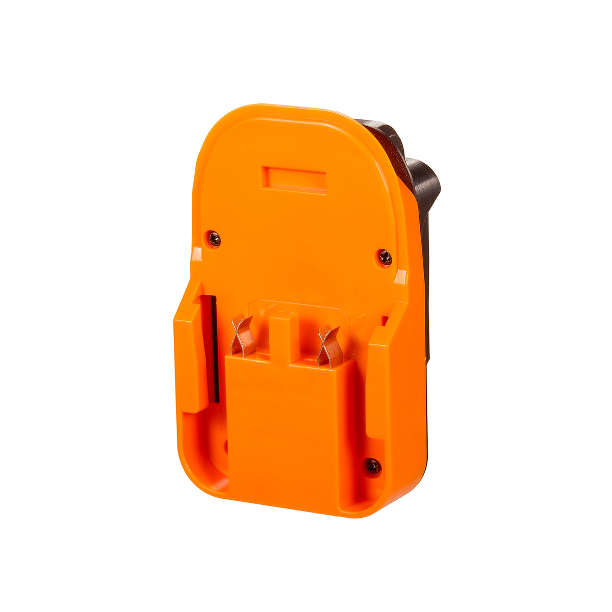 AEG 18V to Chicago Electric 18V battery adapter - battery-side connection, front view with twin X-shaped copper spring clips