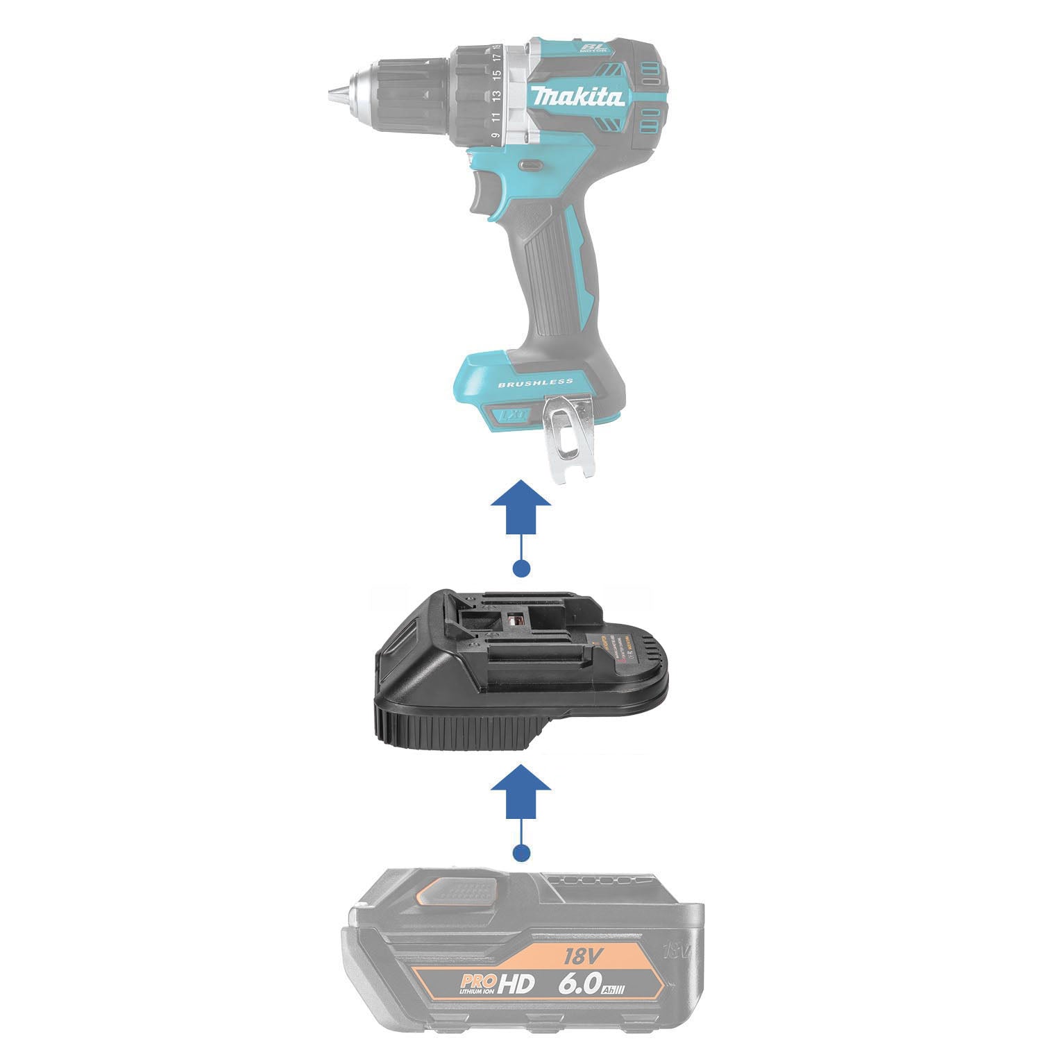 Adaptateur de batterie AEG 18V vers Makita 18V (ABS)