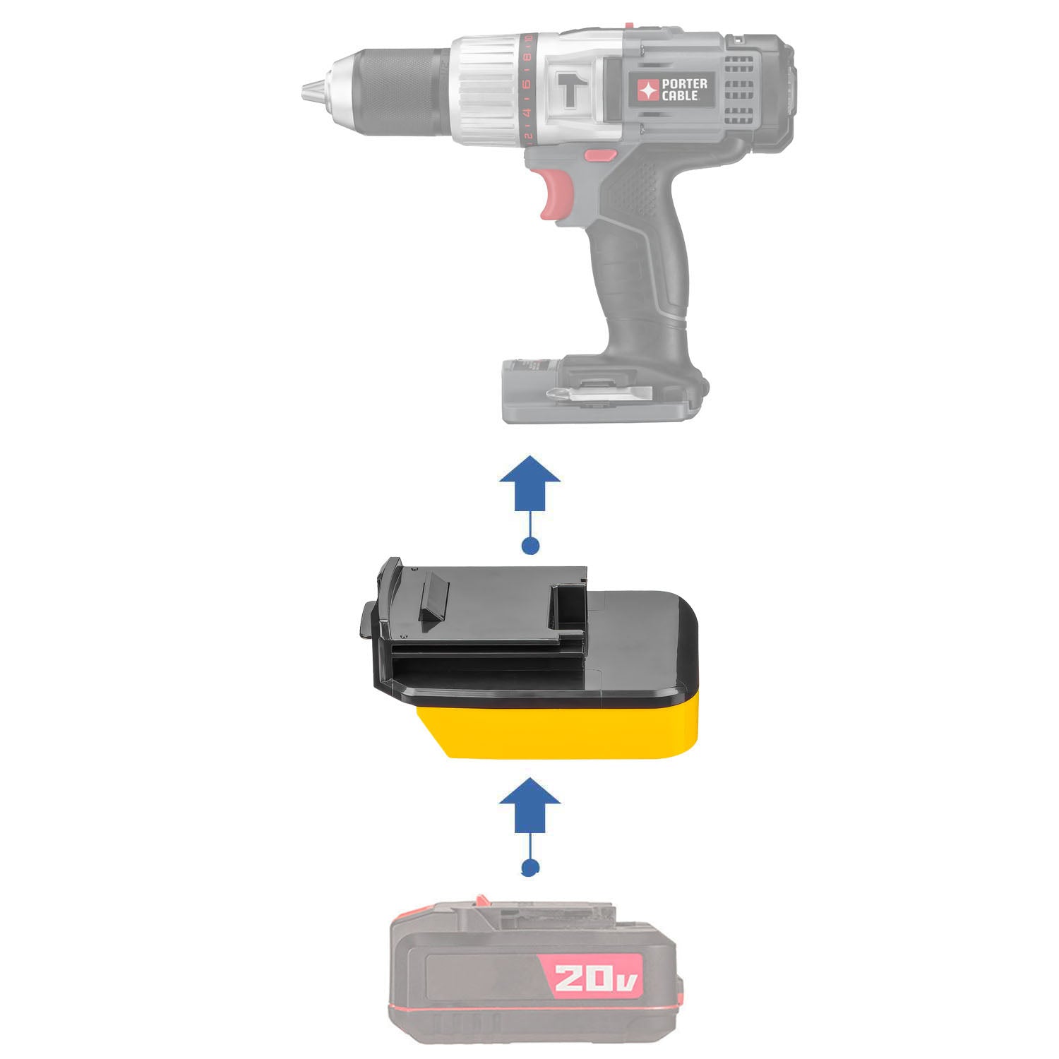 Adaptateur de batterie Bauer 20V vers Porter Cable 18V
