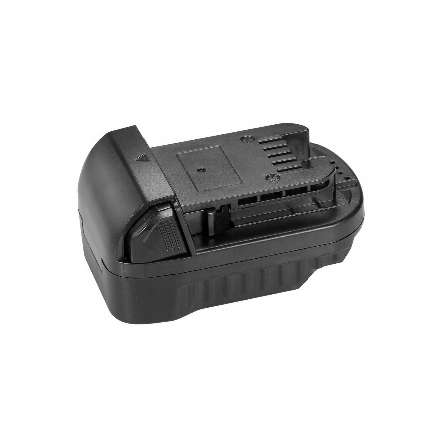 Bauer 20V to Milwaukee M18 battery adapter - Milwaukee tool-side connection with its rails and terminal slots