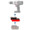 Black and Decker 20V to Porter Cable 18V Ni-Cd battery adapter - compatibility diagram with hammer drill