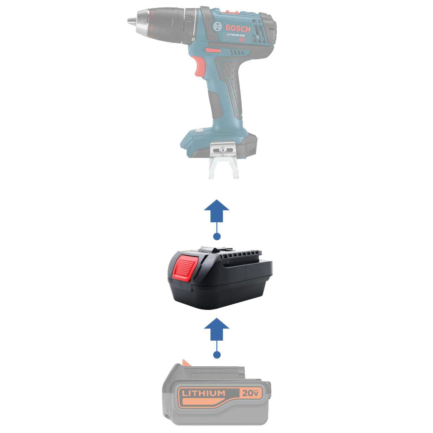 Adaptateur de batterie Black and Decker 20V vers Bosch (Bleu) 18V