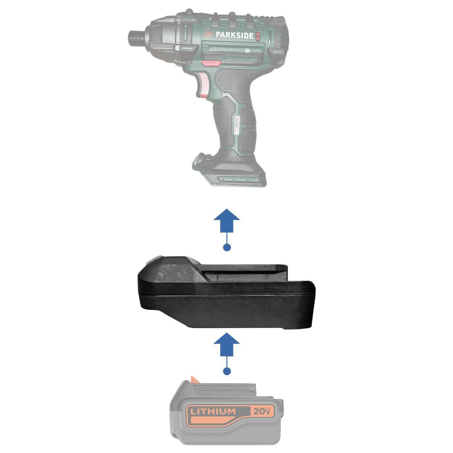Adaptateur de batterie Black and Decker 20V vers Parkside X20V