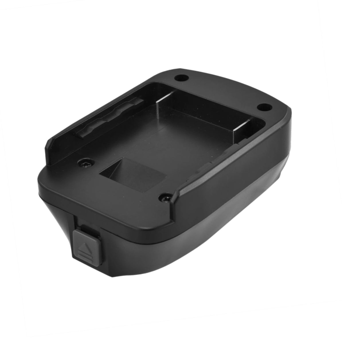 Bosch 18V GBA (Blue) to Husqvarna 18V Aspire P4A battery adapter - battery-side connection, an open pocket with the guide rail