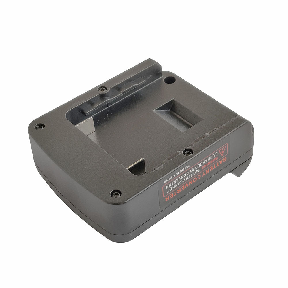 Bosch 18V GBA (Blue) to DeWalt 20V MAX battery adapter - battery-side channel and warning label