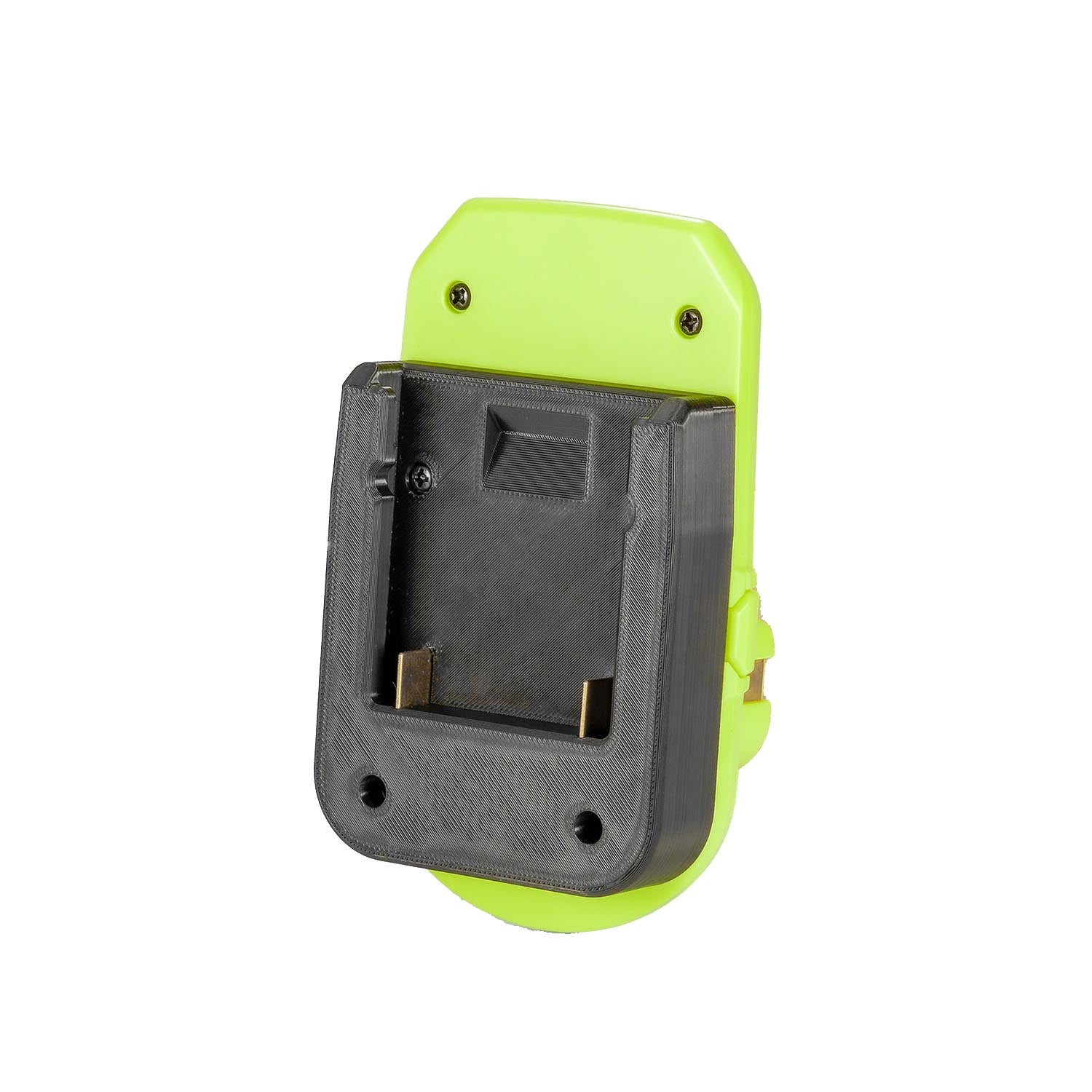 Bosch 18V GBA (Blue) to Ryobi 18V ONE+ battery adapter - battery-side connection with twin copper blades and guide channel