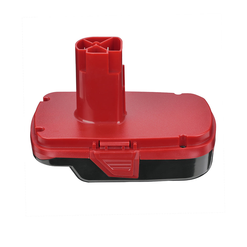 Craftsman 20V to Craftsman 19.2V C3 Ni-Cd battery adapter - red tool-side post above the black base, with the release catch