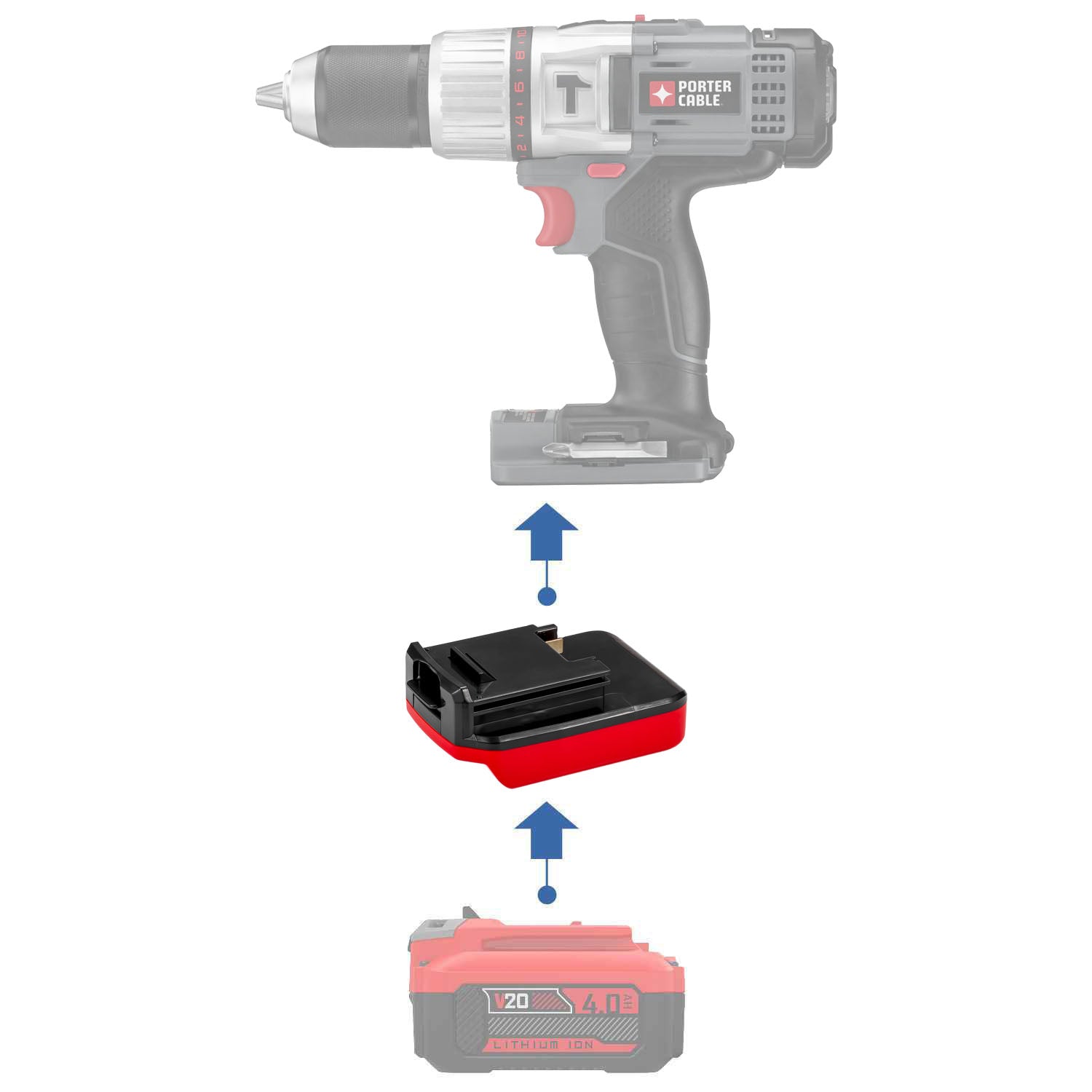 Adaptateur de batterie Craftsman 20V vers Porter Cable 18V