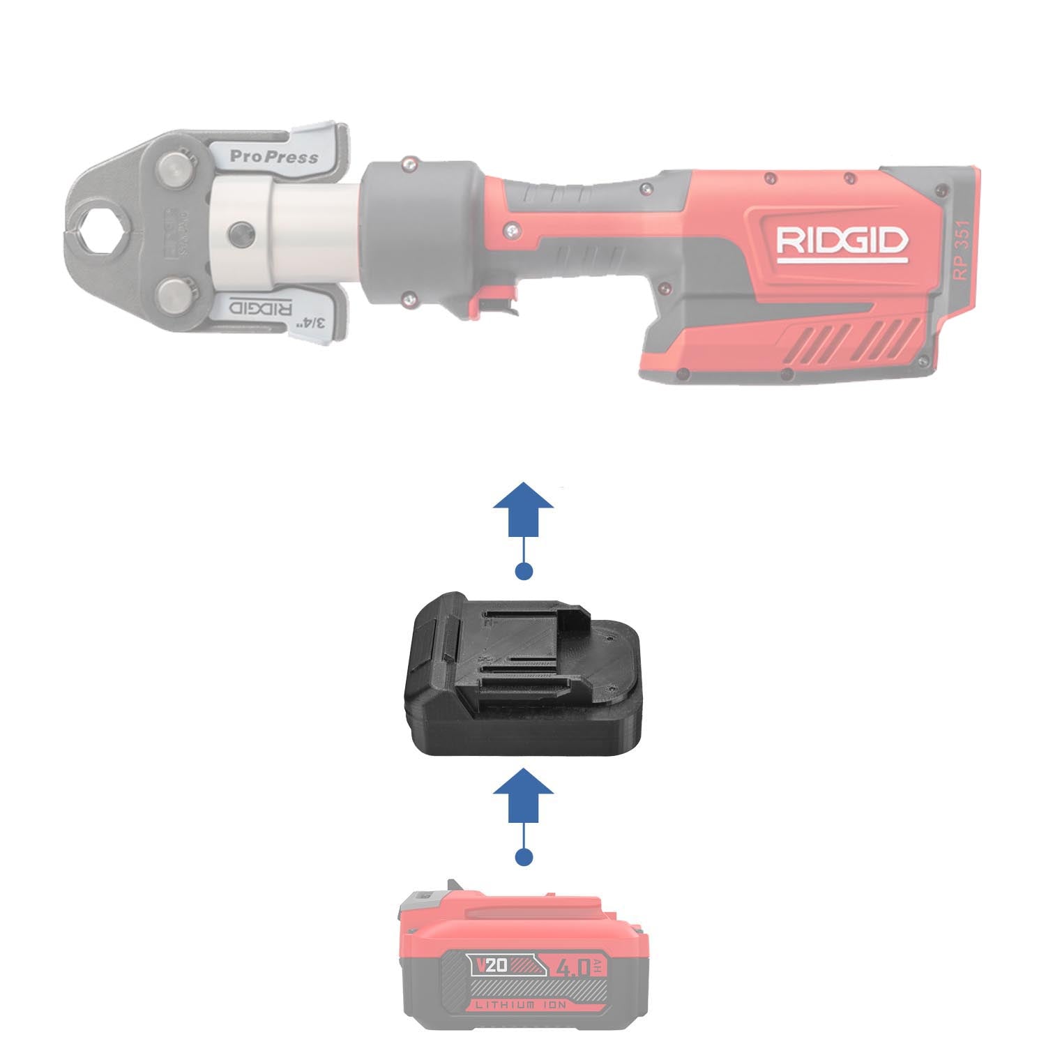 Adaptateur de batterie Craftsman 20V vers RIDGID RED 18V