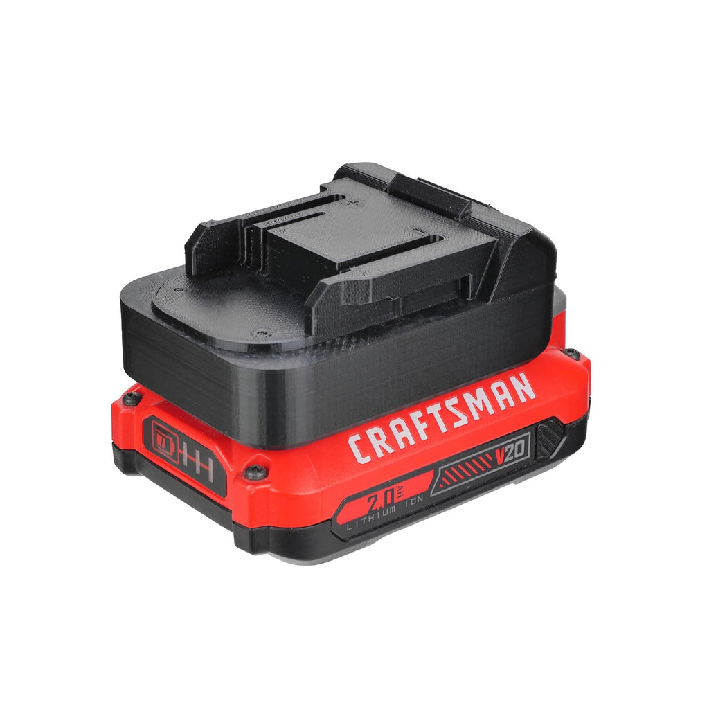 Craftsman 20V to RIDGID Plumbing battery adapter - fitted to the Craftsman 20V battery, RIDGID tool-side connection facing up