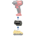 DeWalt 12V MAX to Hilti 12V battery adapter - compatibility diagram showing battery, adapter and drill driver