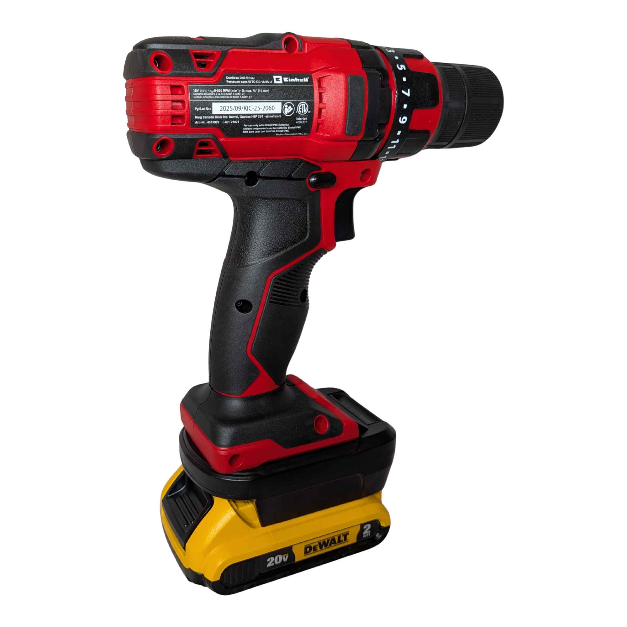 Adaptateur de batterie DeWalt 20V vers Einhell PXC 18V