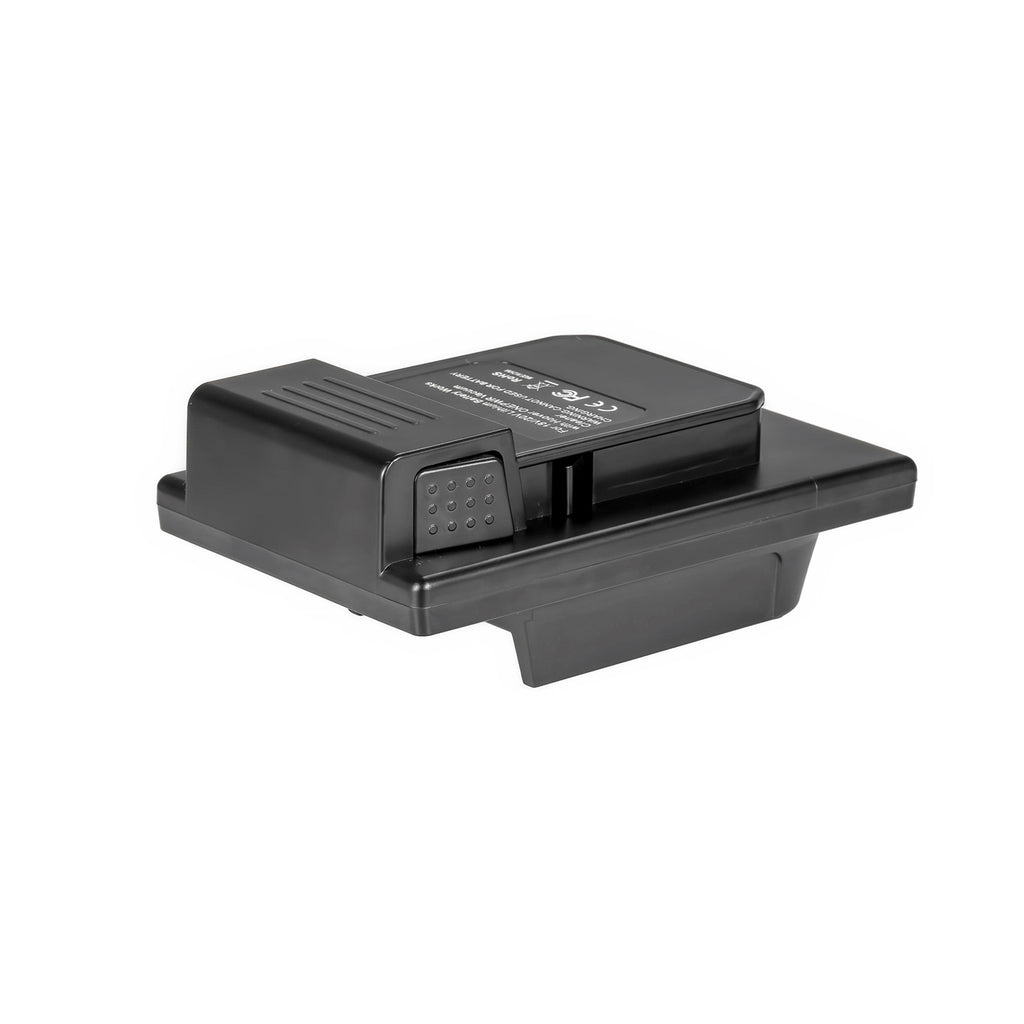 DeWalt 20V MAX to Hoover 20V ONEPWR battery adapter - Hoover ONEPWR tool-side connection, release button and printed label