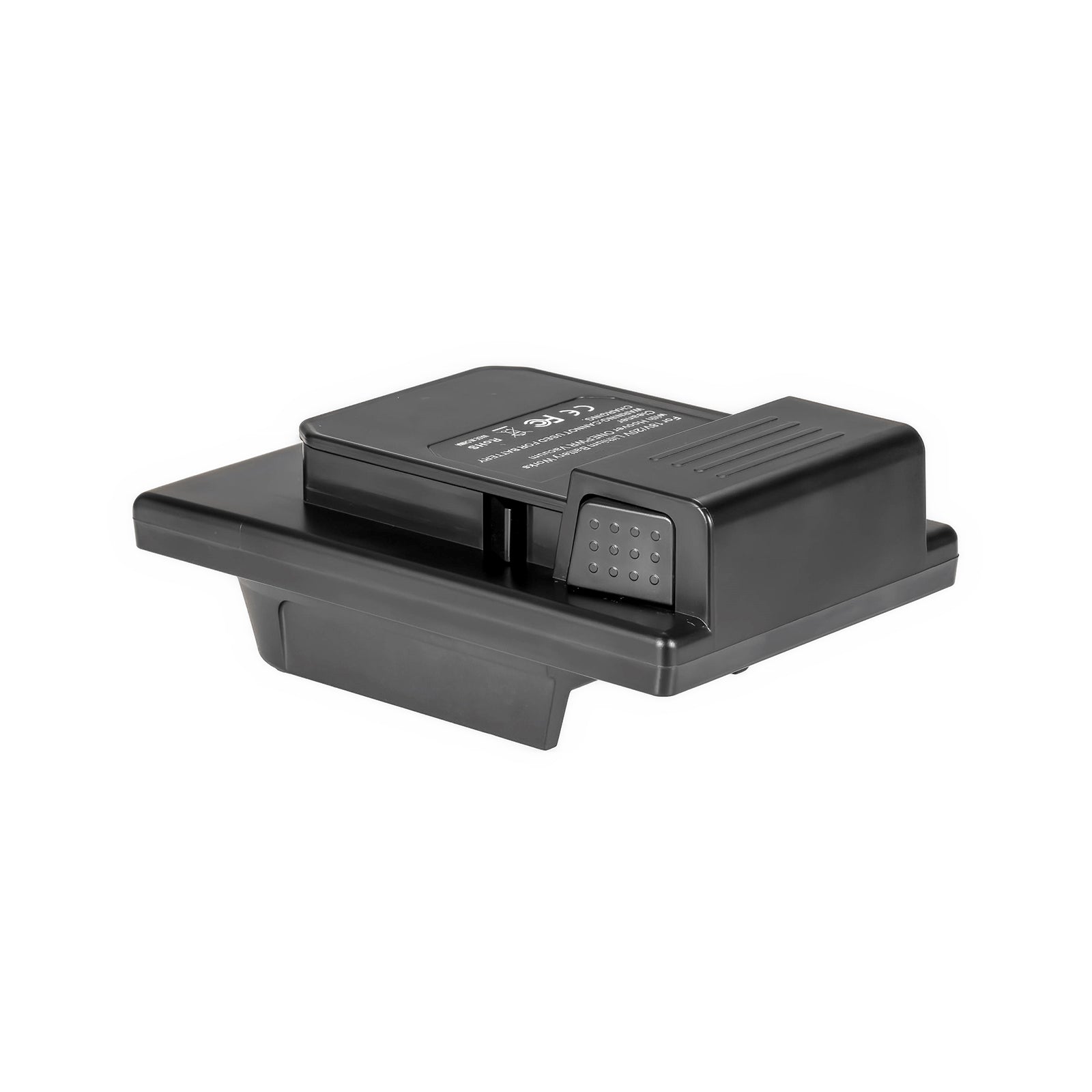 DeWalt 20V MAX to Hoover 20V ONEPWR battery adapter - Hoover ONEPWR tool-side connection, release button and printed label