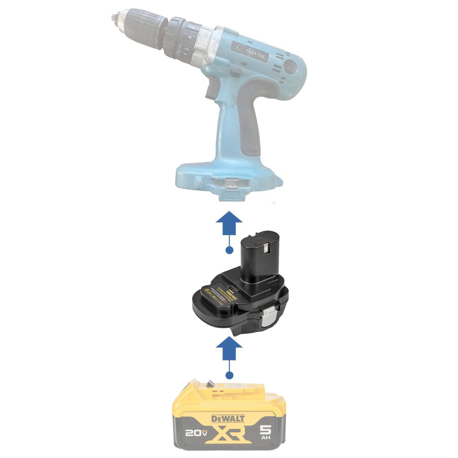 Adaptateur de batterie DeWalt 20V vers Makita 18V (Ni-Cd)