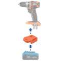 Hercules 20V to AEG 18V battery adapter - compatibility diagram showing battery, adapter and drill driver