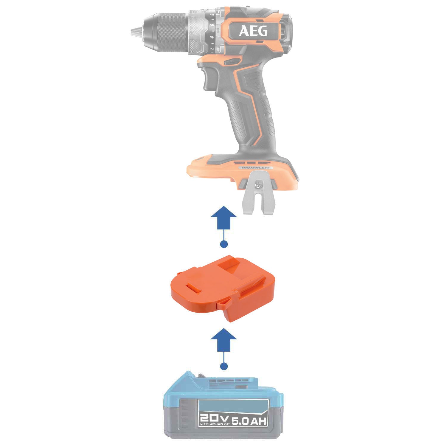 Adaptateur de batterie Hercules 20V vers AEG 18V