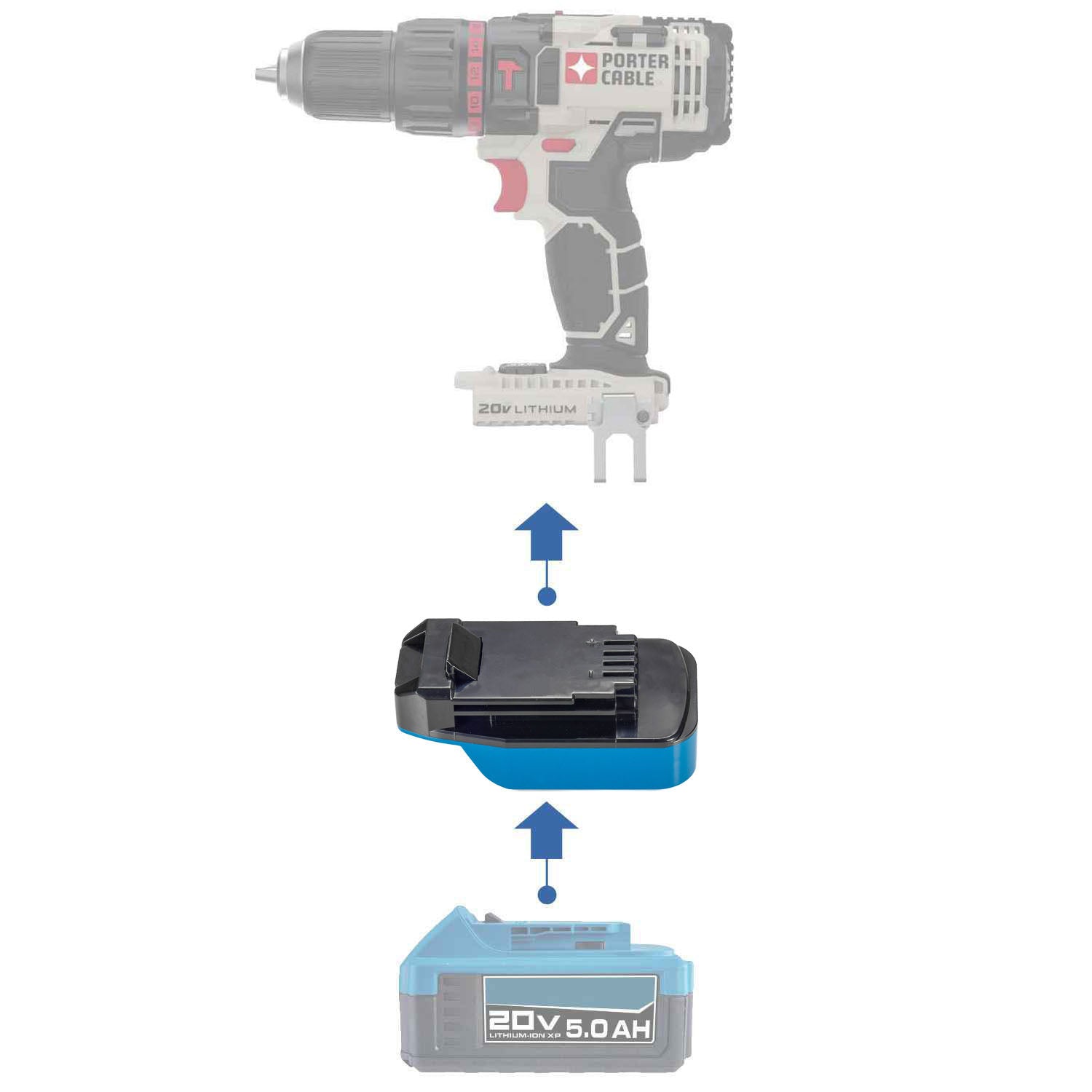 Adaptateur de batterie Hercules 20V vers Porter Cable 20V