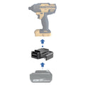 Makita 18V LXT to Bostitch 18V battery adapter - compatibility diagram showing battery, adapter and impact driver