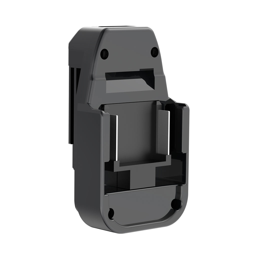 Makita 18V LXT to Craftsman 20V Bolt-On battery adapter - battery-side connection with the rails and twin copper contacts