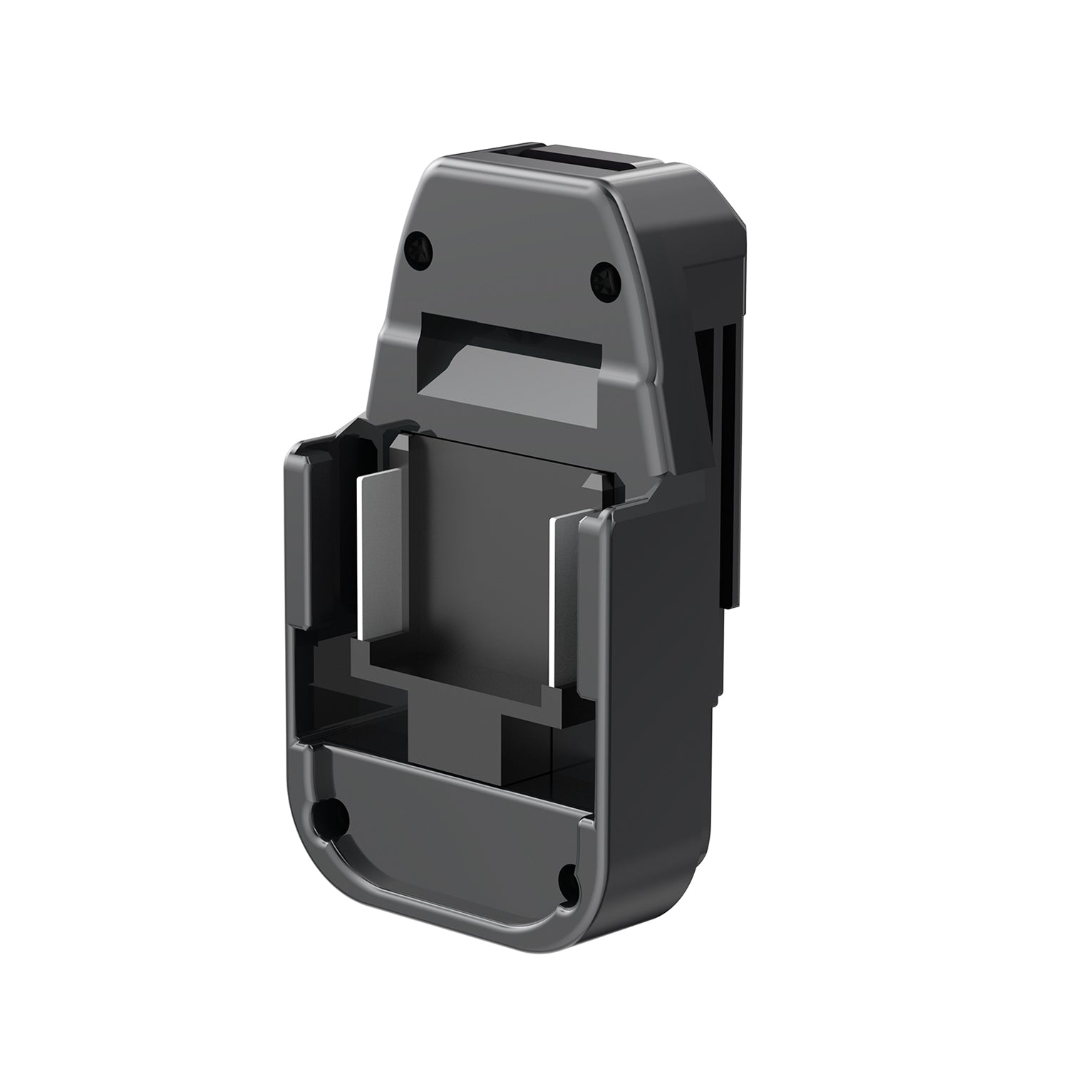 Makita 18V LXT to Craftsman 20V Bolt-On battery adapter - battery-side connection with the rails and twin copper contacts