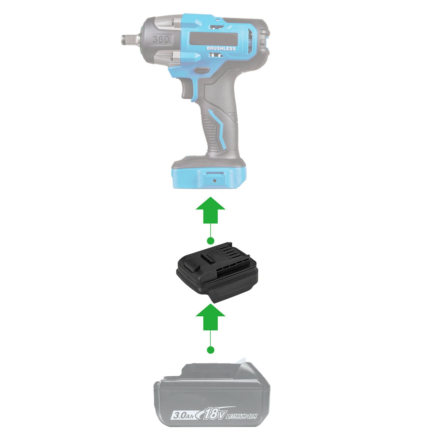 Adaptateur de batterie Makita 18V vers Mastercraft 20V (Bleu)