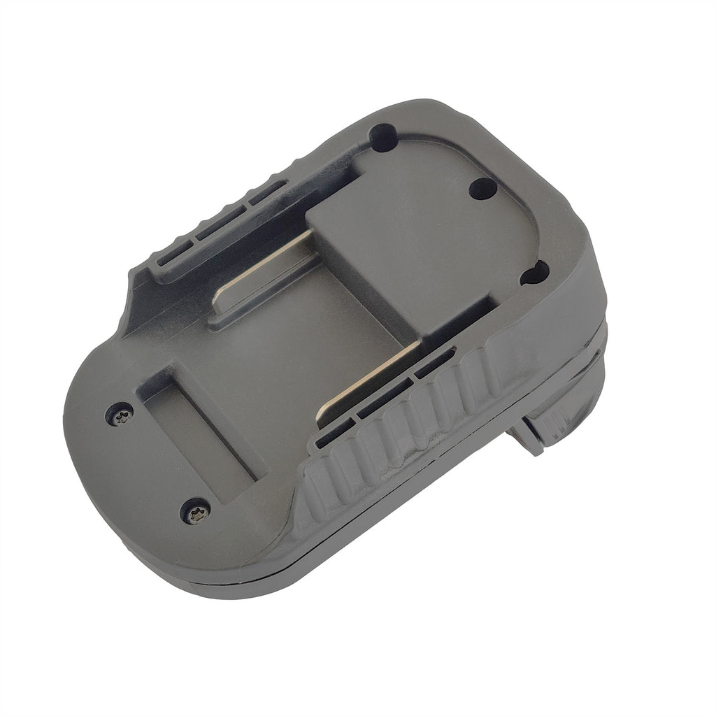 Makita 18V LXT to Milwaukee M18 battery adapter - battery-side channel and rails, angled