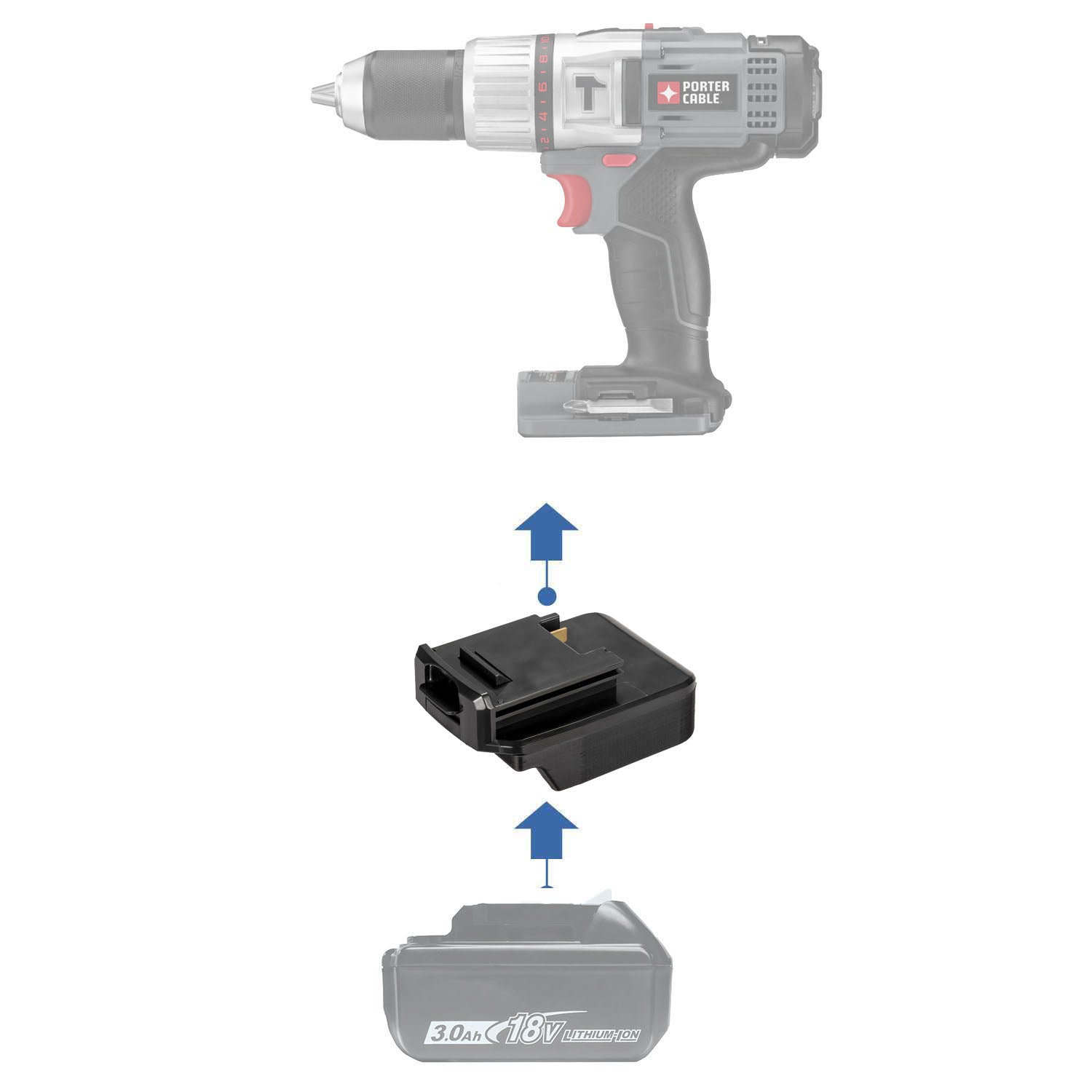 Adaptateur de batterie Makita 18V vers Porter Cable 18V