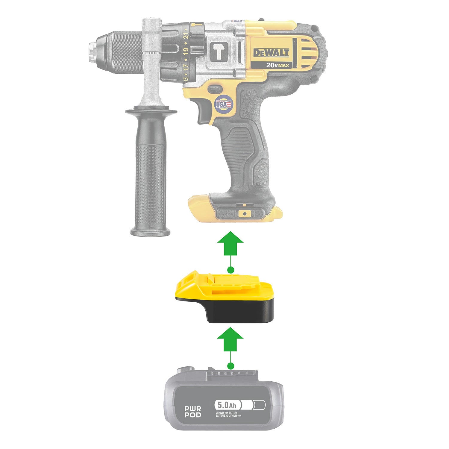 Adaptateur de batterie Mastercraft 20V (Bleu) vers DeWalt 20V