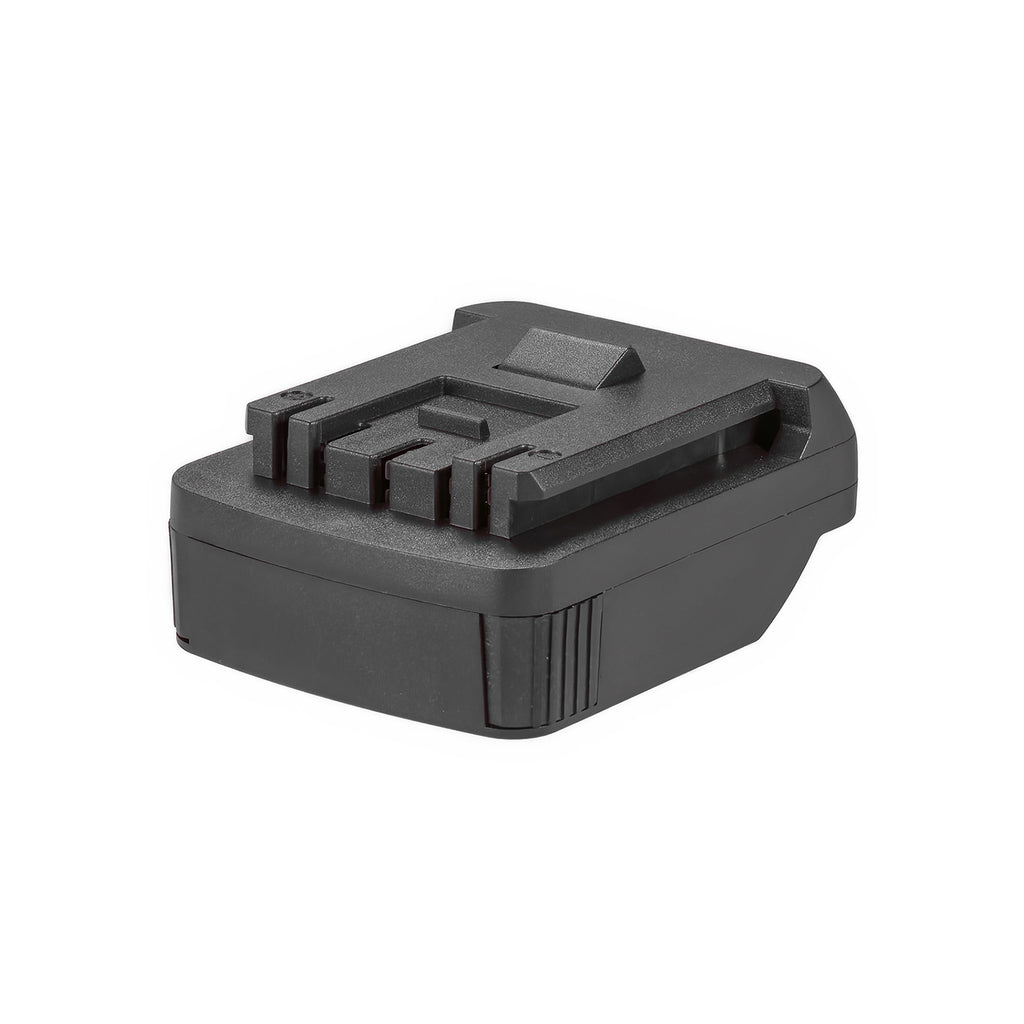 Metabo CAS 18V to Bosch 18V GBA (Blue) battery adapter - angled view of the Bosch tool-side connection with its guide rail