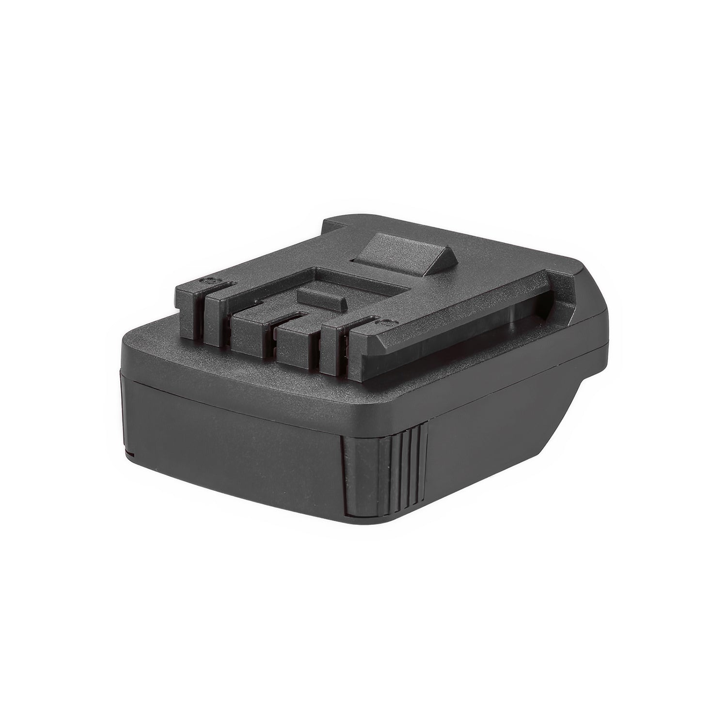 Metabo CAS 18V to Bosch 18V GBA (Blue) battery adapter - angled view of the Bosch tool-side connection with its guide rail