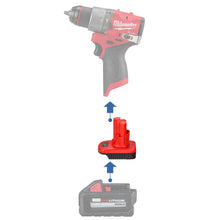 Charger l&#39;image dans la galerie, Milwaukee 18V à Milwaukee 12V Adaptateur de Batterie
