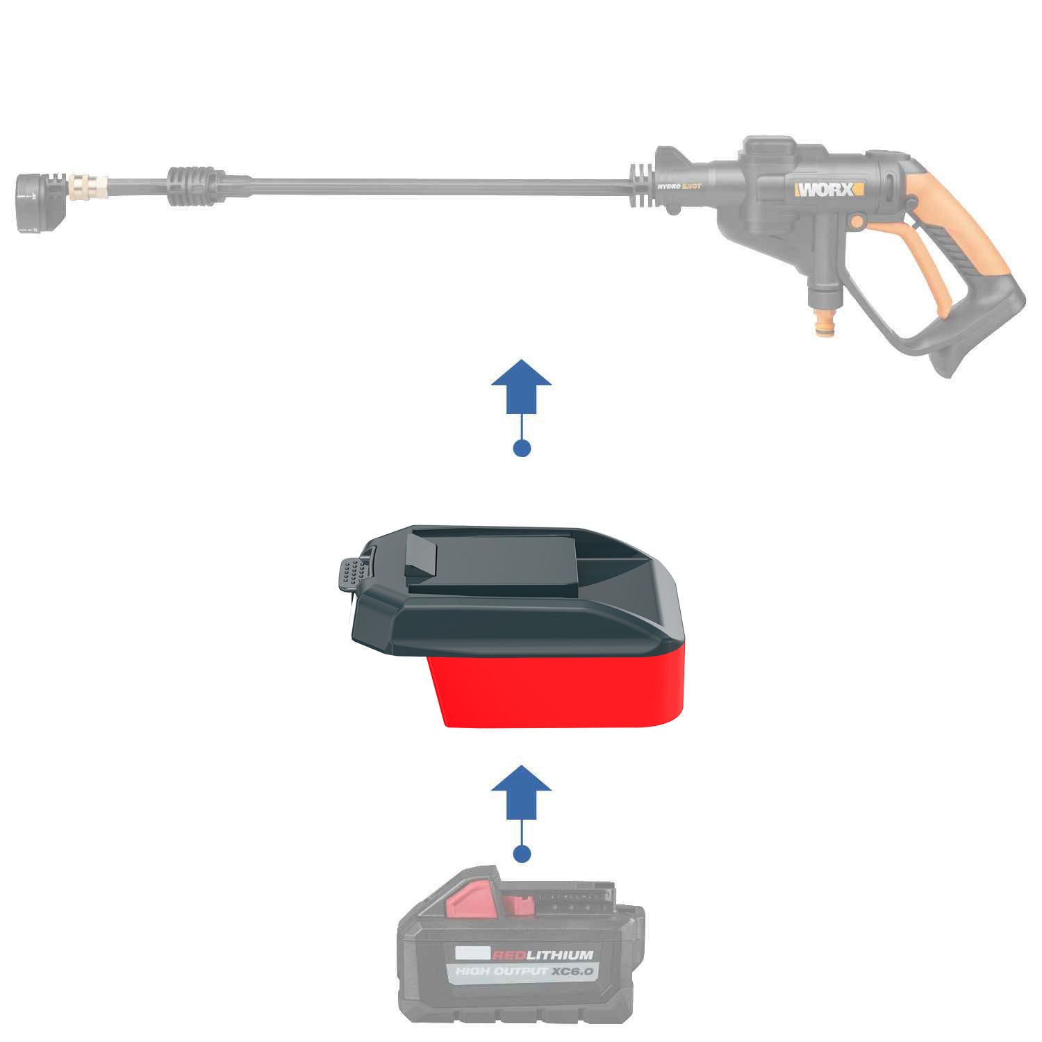 Adaptateur de batterie Milwaukee 18V vers WORX 20V PowerShare (Orange)