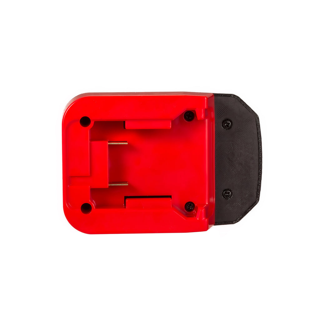 Milwaukee M18 to Hart 20V battery adapter - Milwaukee battery-side connection with the copper terminal blades