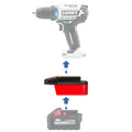 Milwaukee M18 to Hart 20V battery adapter - compatibility diagram showing battery, adapter and drill driver