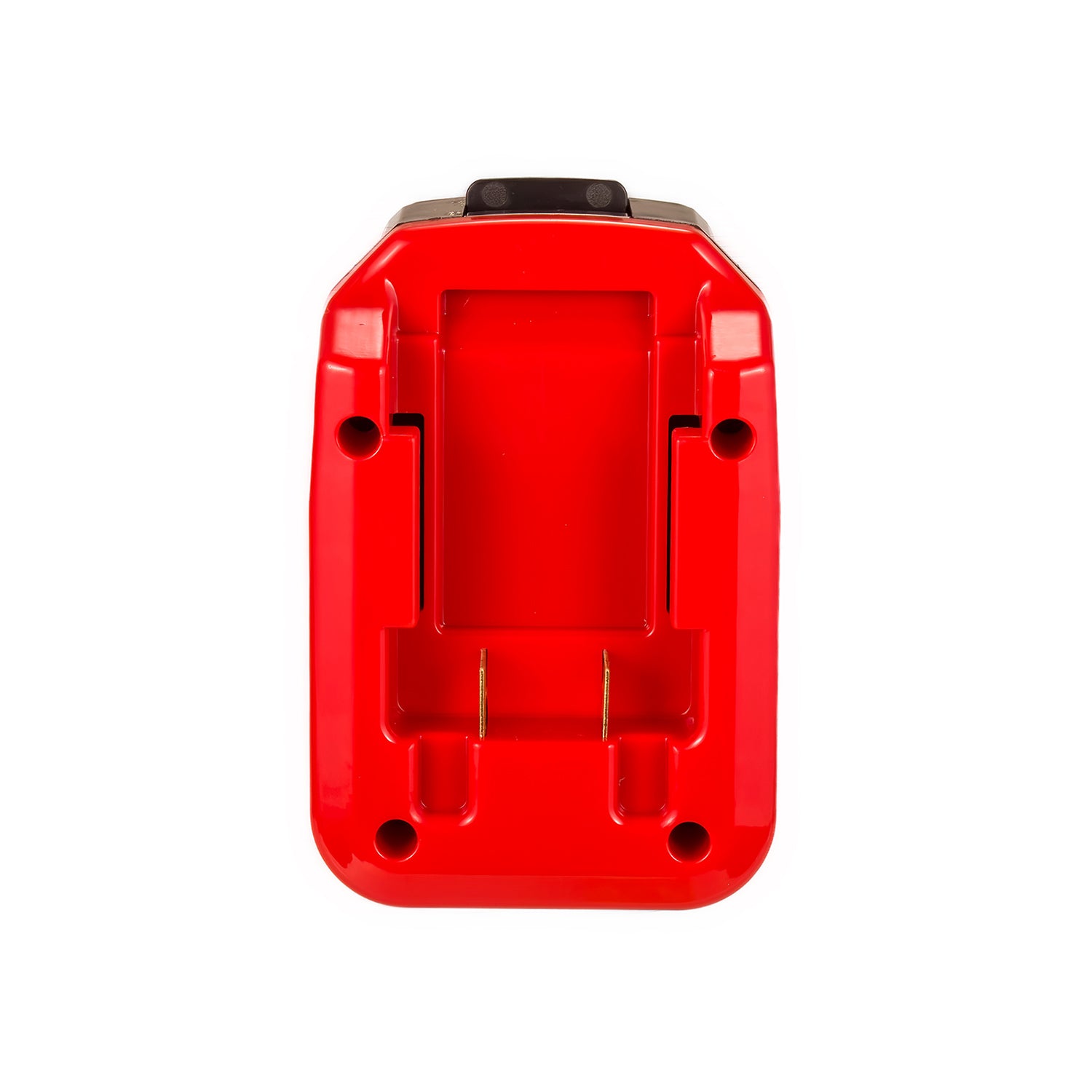 Porter Cable 20V to Porter Cable 18V Ni-Cd battery adapter - battery-side connection with twin copper blades, front view