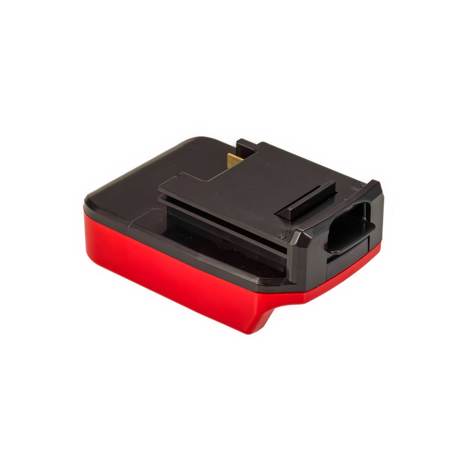 Porter Cable 20V to Porter Cable 18V Ni-Cd battery adapter - tool-side connection with a copper contact and an oval opening