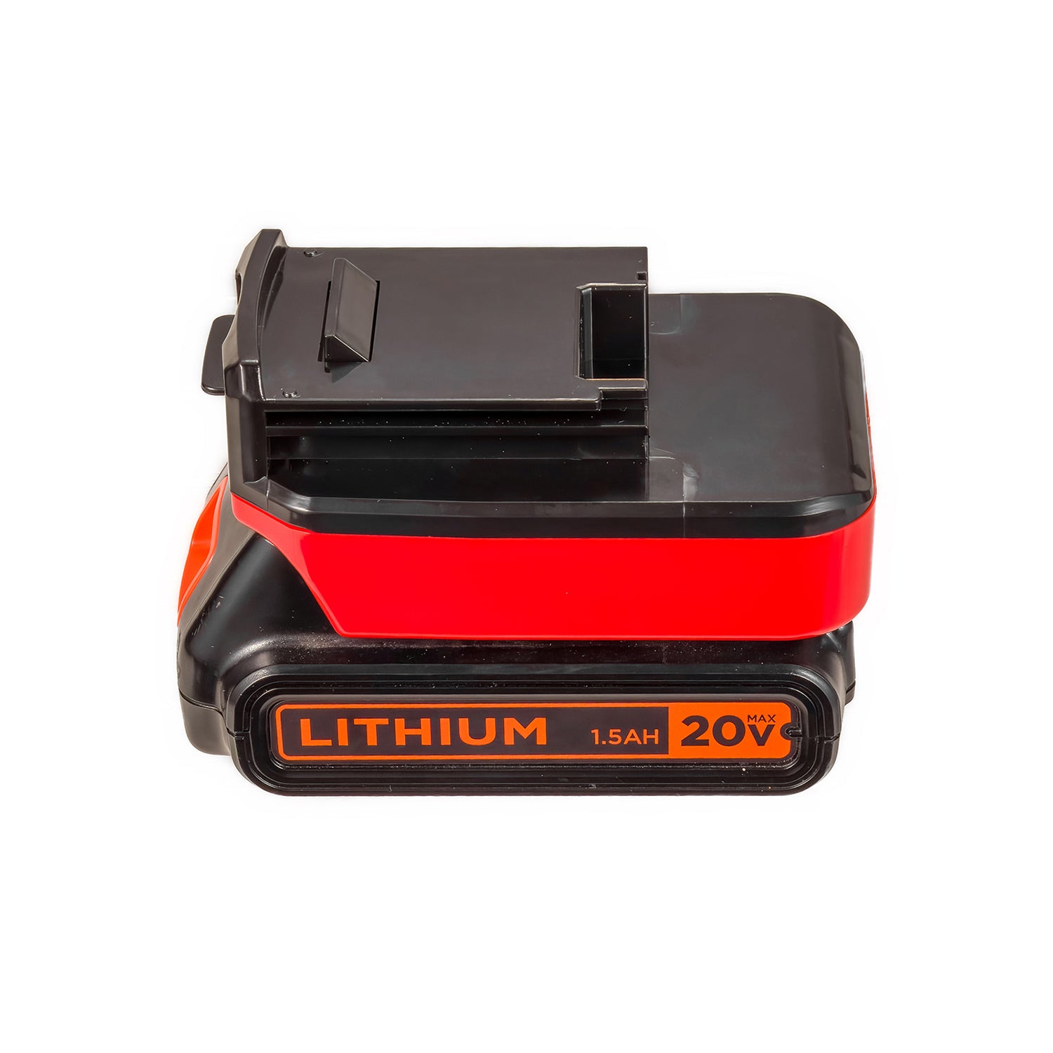 Porter Cable 20V to Porter Cable 18V Ni-Cd battery adapter - fitted to the Porter Cable 20V battery, front view