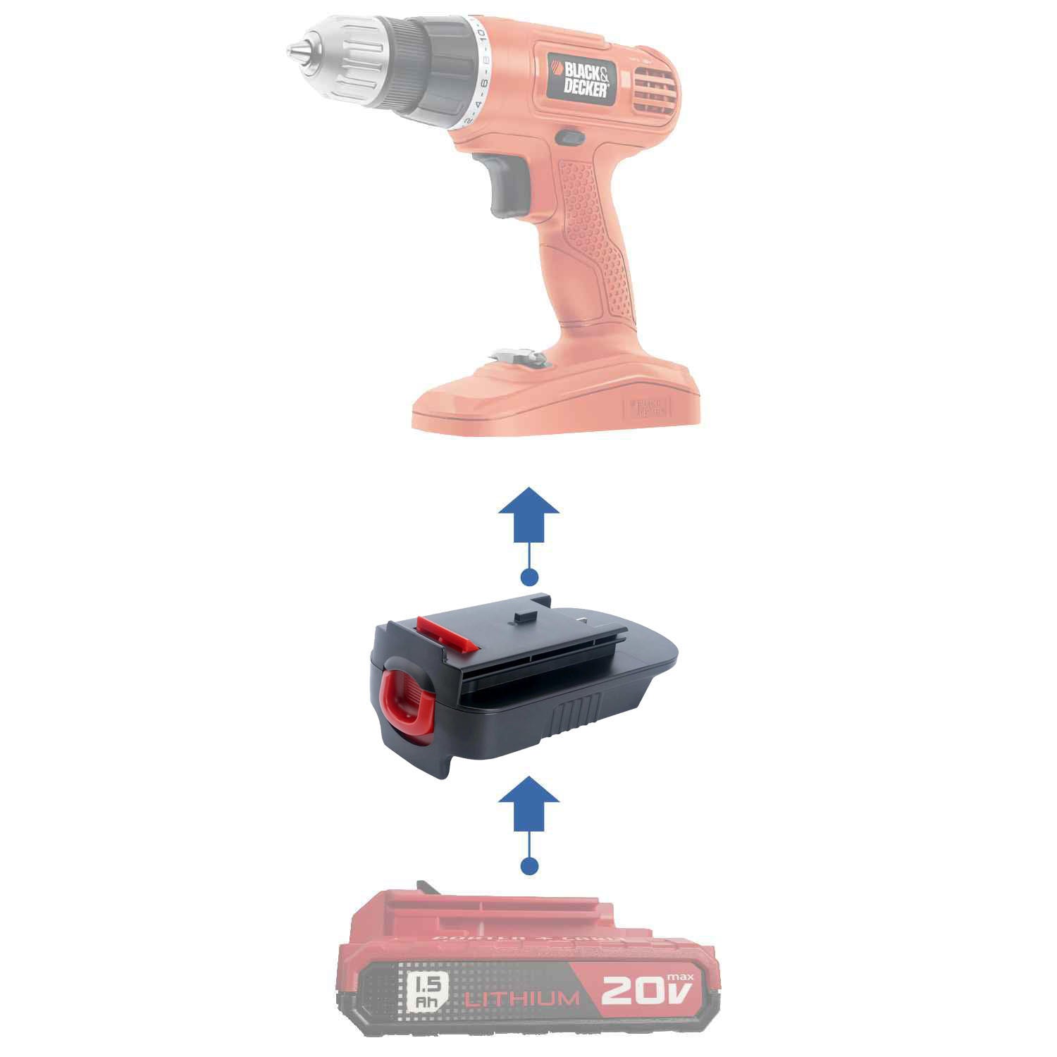 Adaptateur de batterie Porter Cable 20V vers Black and Decker 18V Ni-Cd