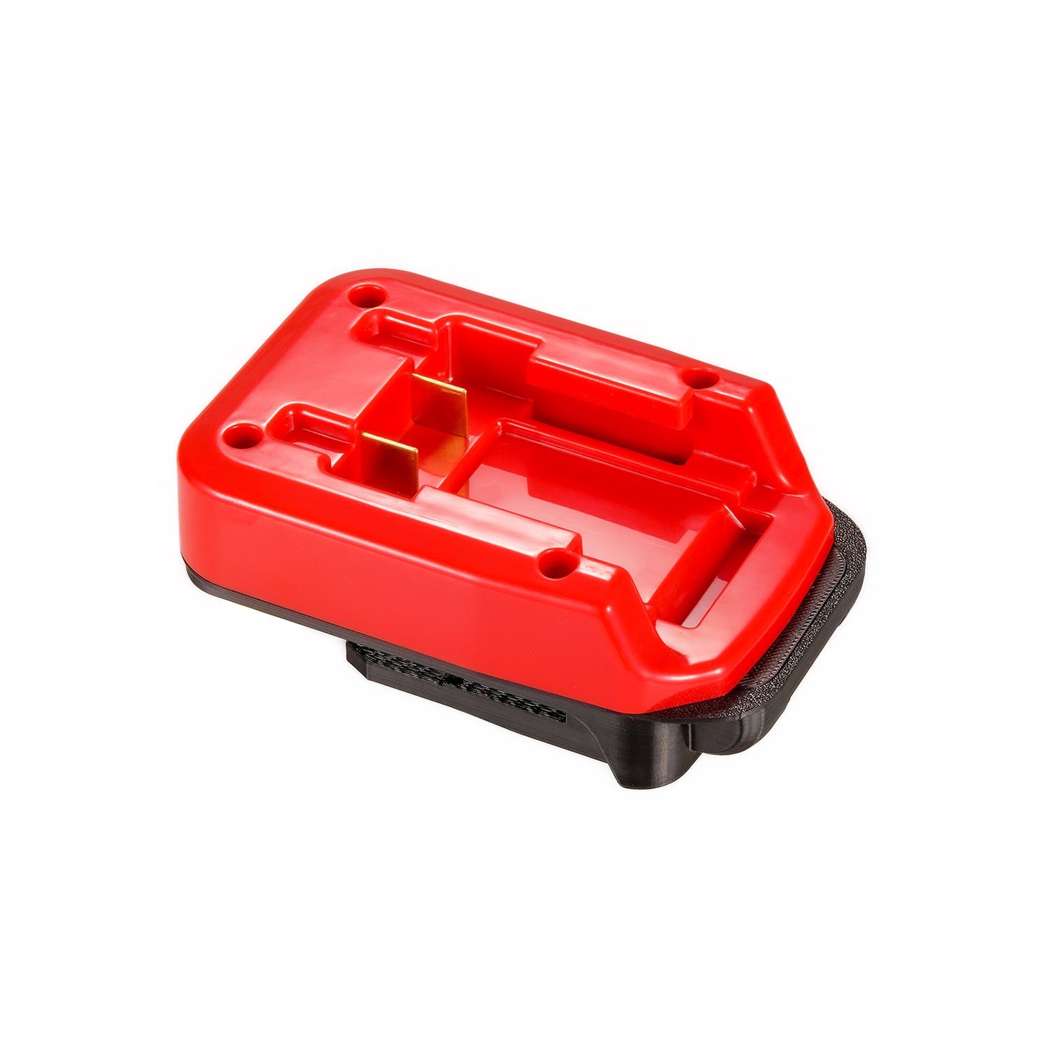 Porter Cable 20V to Chicago Electric 18V battery adapter - battery-side connection with twin copper terminal blades