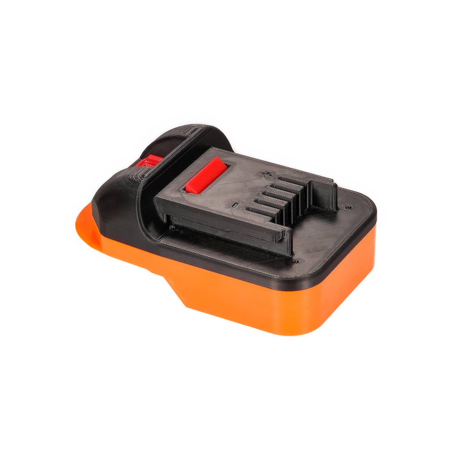 RIDGID 18V to Masterforce 20V battery adapter - Masterforce tool-side connection, four terminal slots and release catch
