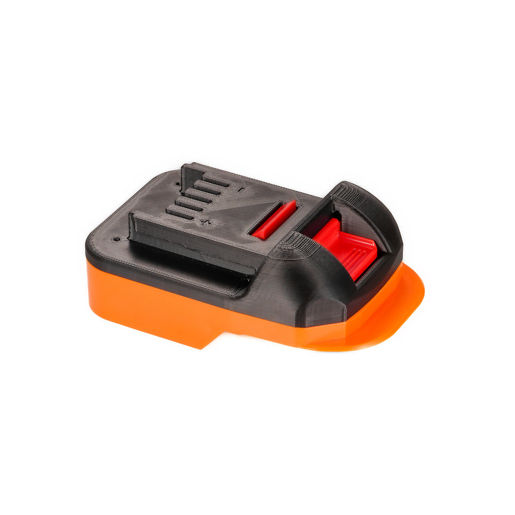 RIDGID 18V to Masterforce 20V battery adapter - Masterforce tool-side connection, release catch at the near end