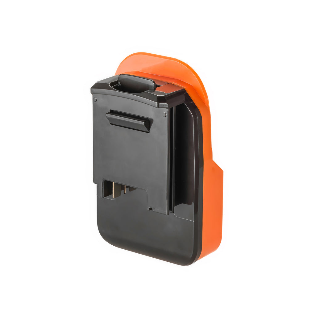 RIDGID 18V to Porter Cable 18V Ni-Cd battery adapter - battery-side connection, rail channel and twin copper contacts
