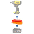 RIDGID 18V to Stanley V20 battery adapter - compatibility diagram showing battery, adapter and impact wrench