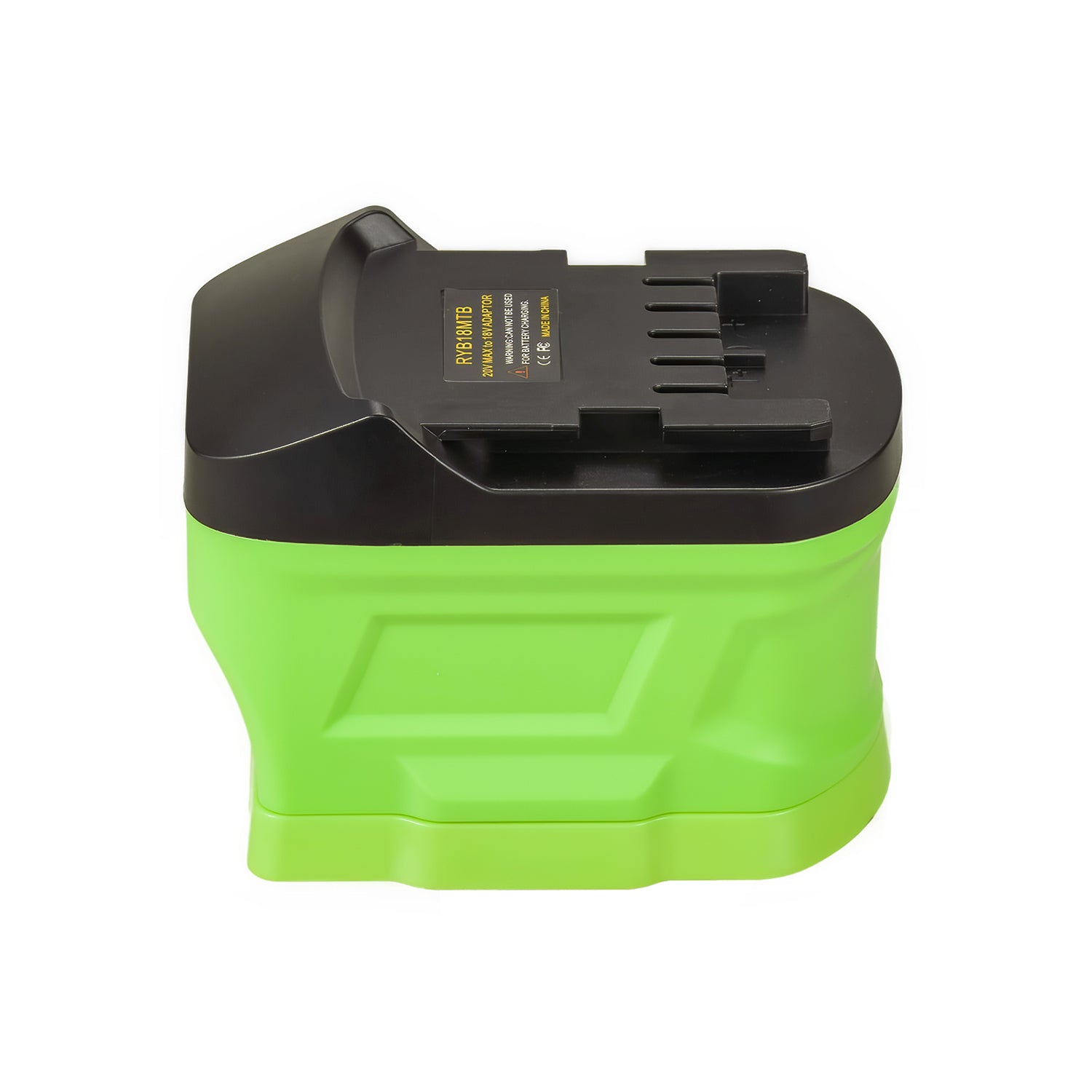 Ryobi 18V ONE+ to Metabo CAS 18V battery adapter - angled view of the Metabo tool-side connection with five terminal slots