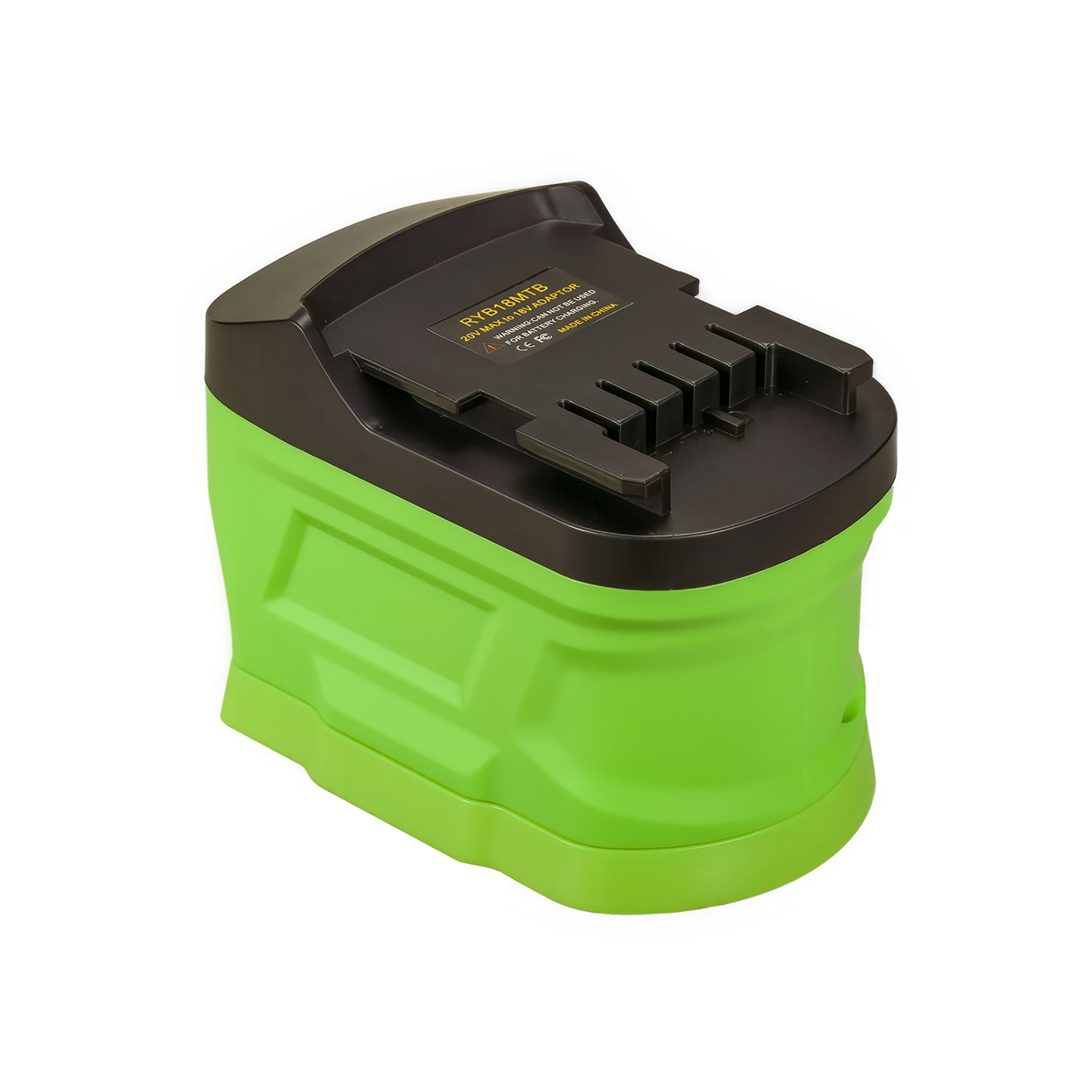 Ryobi 18V ONE+ to Metabo CAS 18V battery adapter - angled view of the Metabo tool-side connection with five terminal slots