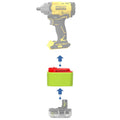 Ryobi 18V ONE+ to Stanley V20 battery adapter - compatibility diagram showing battery, adapter and impact wrench