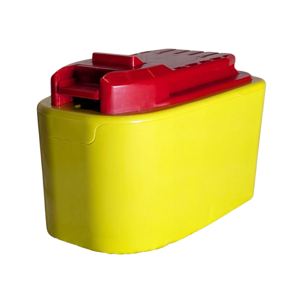 Ryobi 18V ONE+ to Stanley V20 battery adapter - tool-side connection on the yellow body, keyway rib and latch